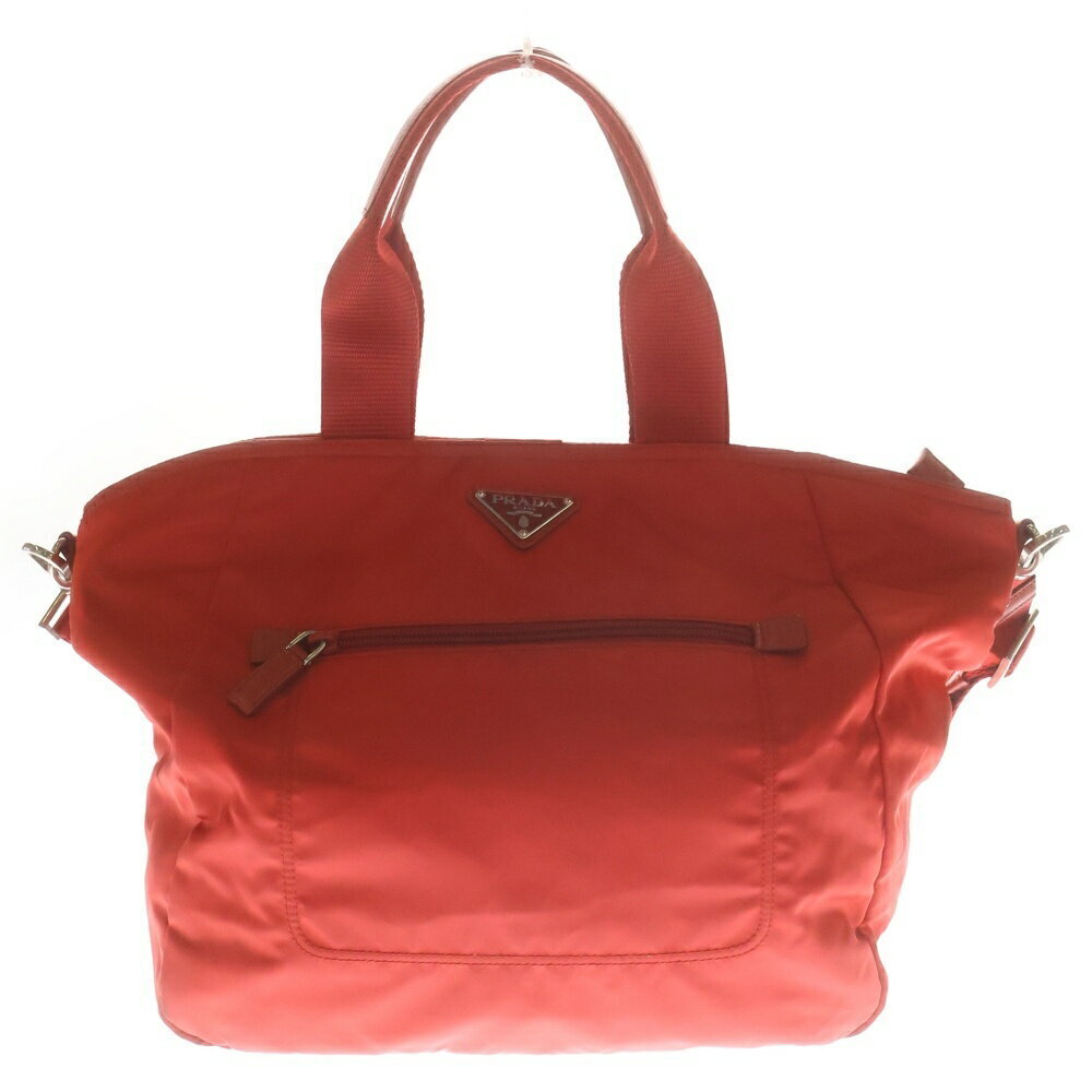 PRADA Tessuto shopping tote shoulder bag red